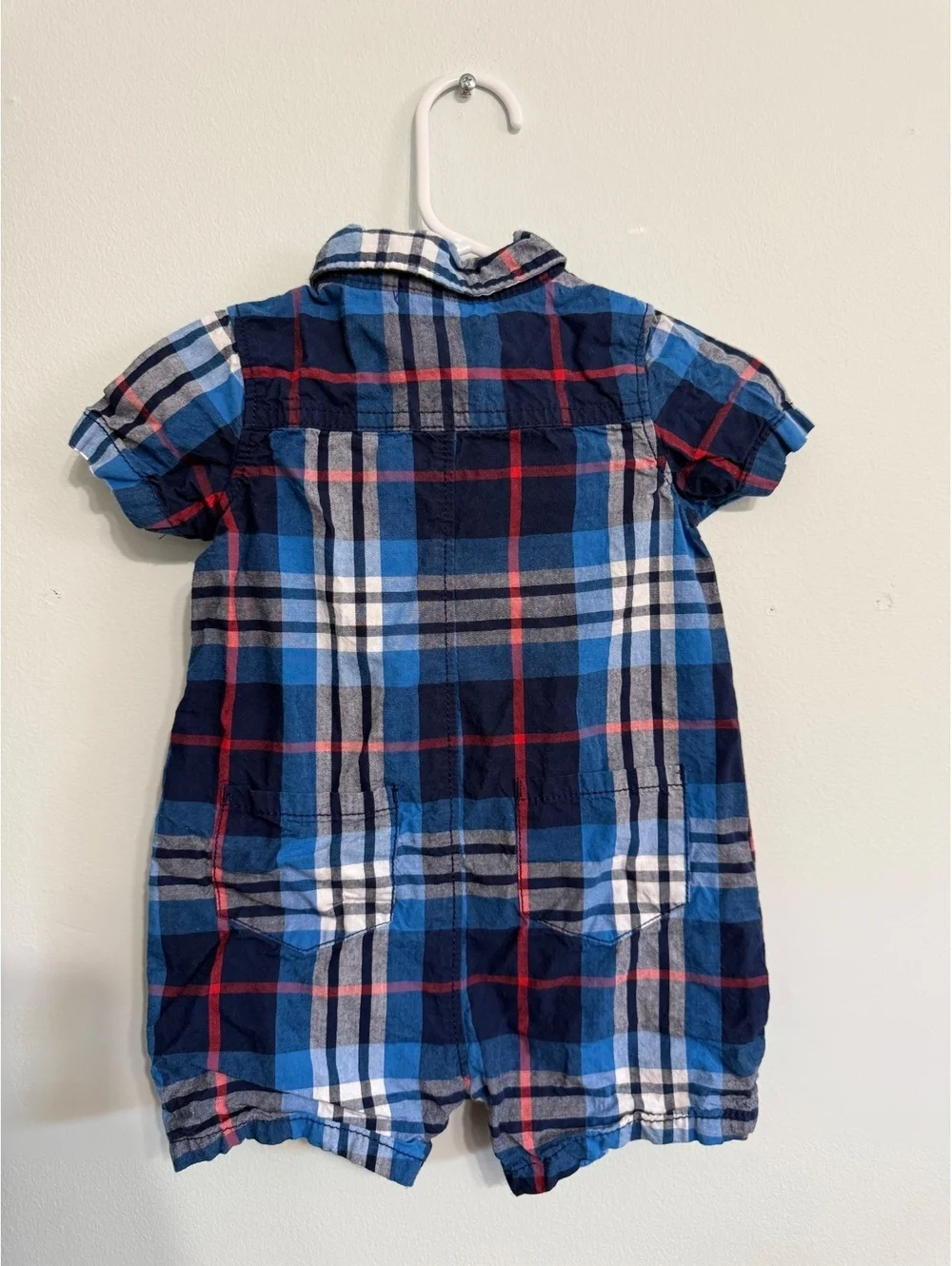 Carter's Baby Boys' 9-Month Blue Plaid Short Sleeve Romper